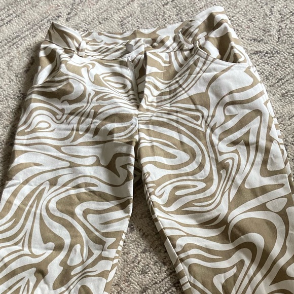 Y2K NWT Marbled Trendy Cute 200s Flare Jean Pants Brown White Medium 26 - Picture 4 of 8